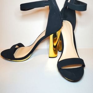 Chunky Gold Block Heels